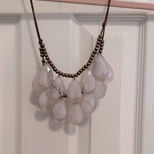 Elegant Beaded Necklace with Teardrop Pendants